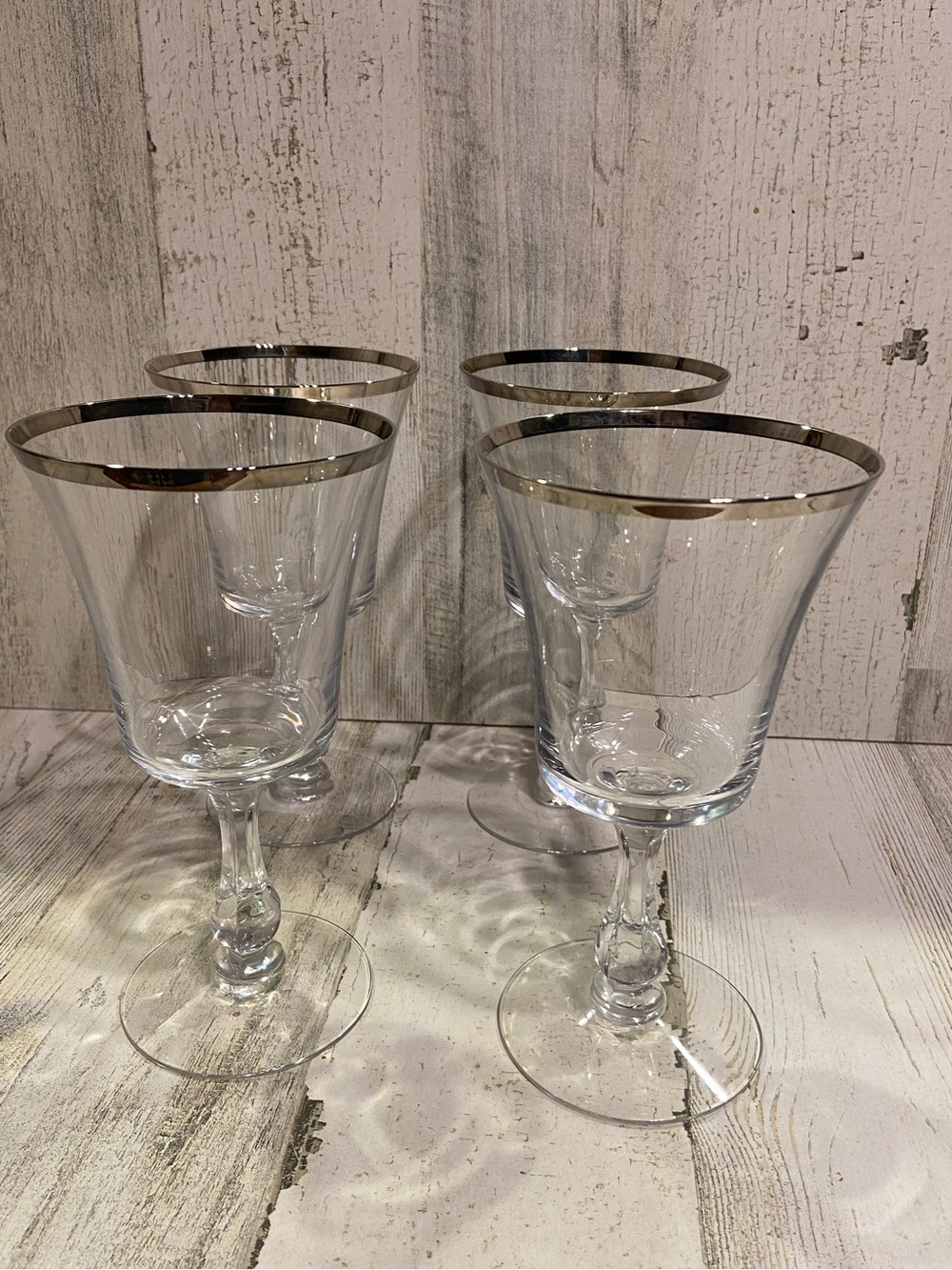Vintage Fostoria Sheffield Crystal With Platinum Trim Glasses